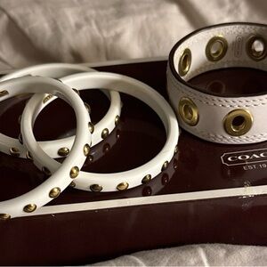 Coach White and Gold Bracelet Collection Set of 4